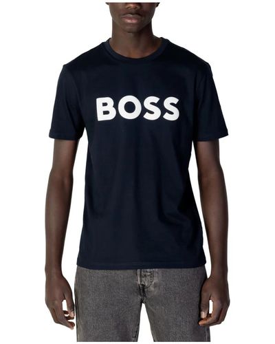 BOSS Baumwoll-t-shirt frühjahr/sommer kollektion - Blau
