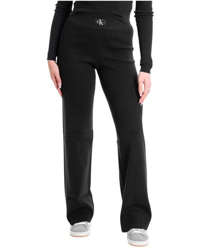 Calvin Klein Rippstrickpullover im variegated pantaloni-stil - Schwarz