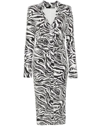 ROTATE BIRGER CHRISTENSEN Zebra print sequins midi hemdkleid - Weiß
