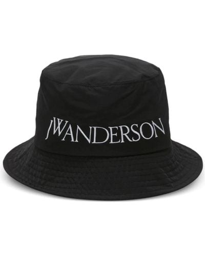 JW Anderson Sciarpa nera con logo ricamato - Nero