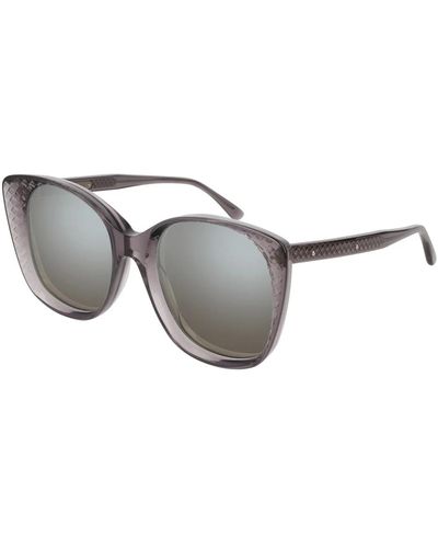 Bottega Veneta Stylische sonnenbrille mit silbernen verspiegelten gläsern - Grau