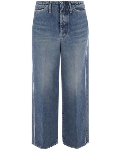 Tanaka Cropped denim jeans mit kontrast-piping - Blau