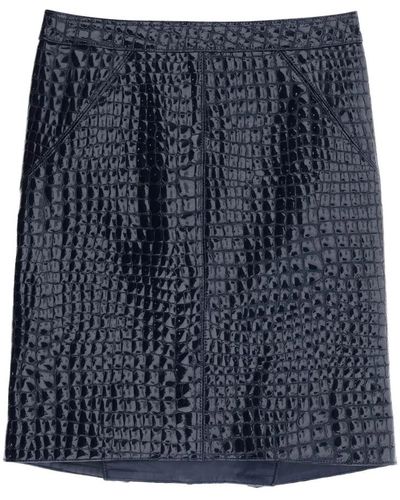 Tom Ford Crocodile effect leather skirt - Blu