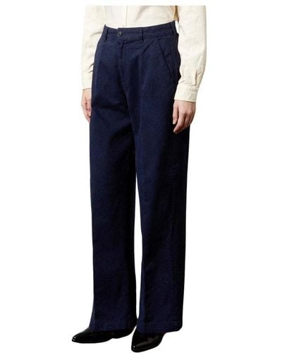 Massimo Alba Pantalones de talle alto de algodón/cachemira estampados - Azul