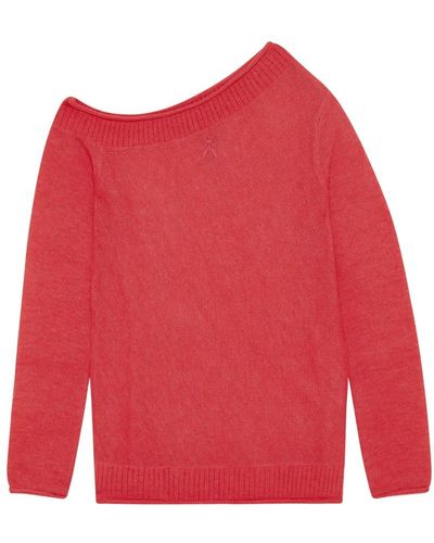 Patrizia Pepe Strick wollpullover mit weitem ausschnitt - Rot