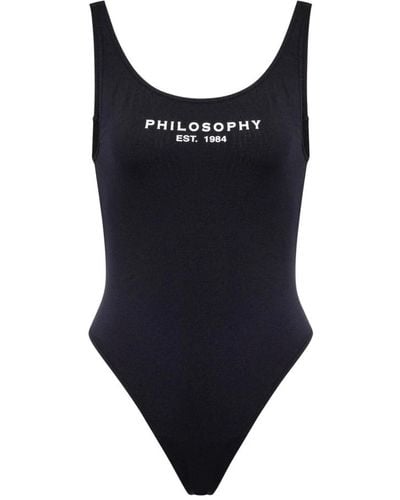 Philosophy Di Lorenzo Serafini Schwarzer lycra badeanzug mit logo-druck