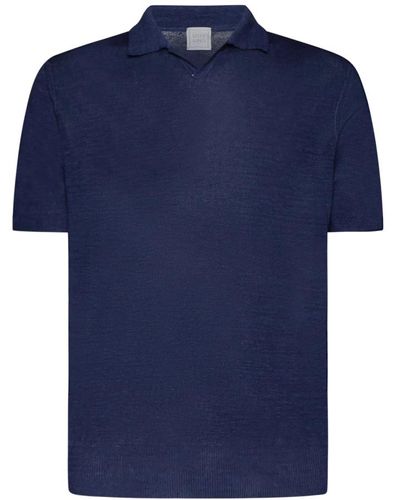 120% Lino Leinen polo shirt marineblau