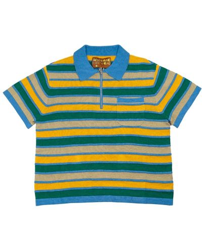 Brain Dead Gestreiftes halb-zip-shirt in gelb - Blau