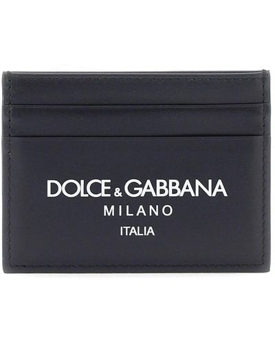 Dolce & Gabbana Portacarte in pelle con stampa logo - Blu