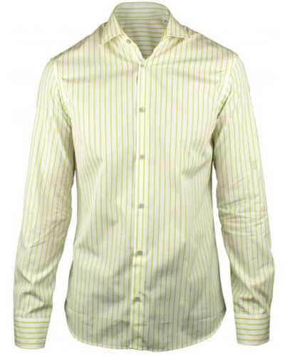 Moorer Sorrento wn camicia bianca con righe verdi - Verde