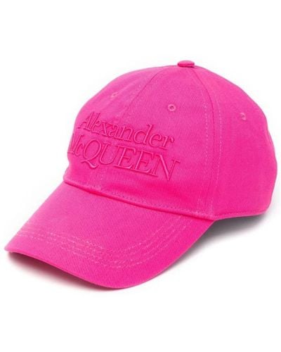 Alexander McQueen Fuchsia Pink Baumwollkappe mit Besticktem Logo