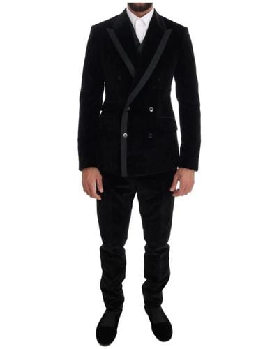 Dolce & Gabbana Costume slim croisé en velours noir