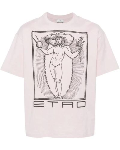 Etro T-shirt e polo rosa con stampa logo