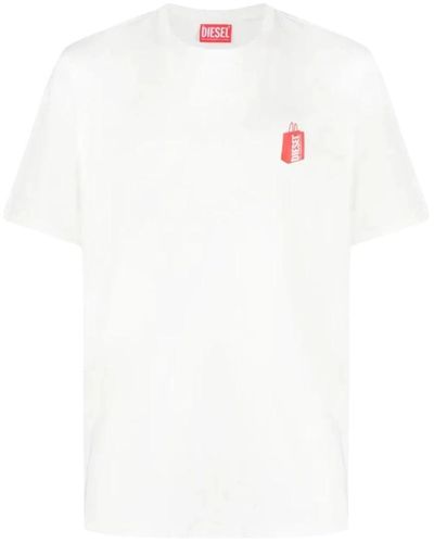 DIESEL Graue t-shirts und polos kollektion,t-shirt mit -taschen-print - Weiß