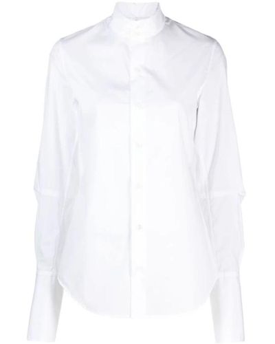Ann Demeulemeester Camisa de algodón blanco con mangas abullonadas