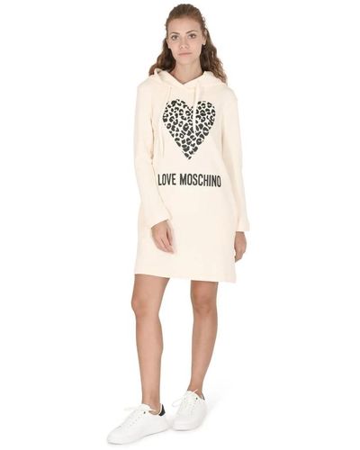 Love Moschino Vestido de algodón crema - Neutro