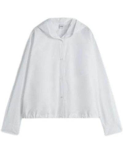 Aspesi Weißes baumwollpopelinehemd mit kapuze