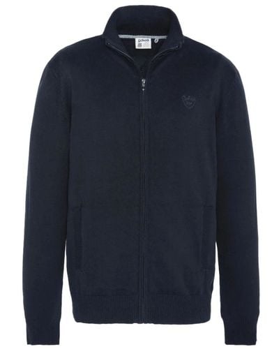 Schott Nyc Cardigan con zip e tasche - blu