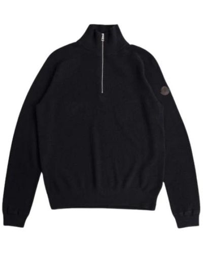 Moncler Navy t-neck zip sweater - Schwarz
