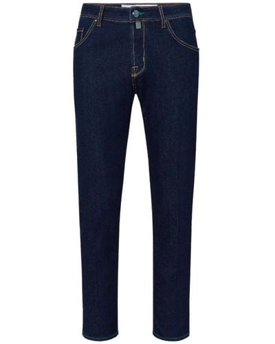 Jacob Cohen Jeans e pantalone in cotone blu con logo ricamato