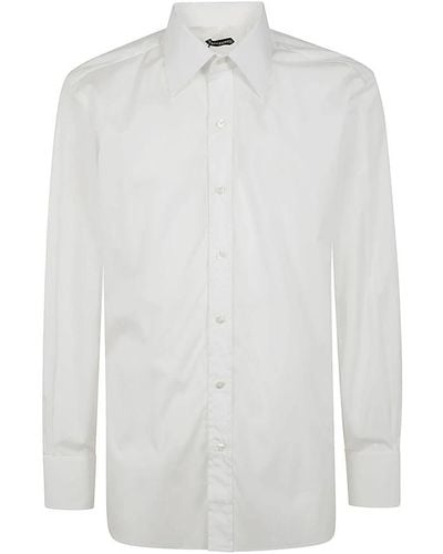 Tom Ford Klassisch geschnittenes stretch-popeline-hemd - Weiß