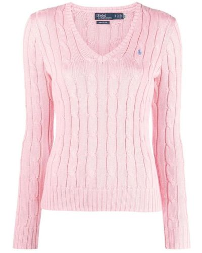 Ralph Lauren Jersey rosa de algodón con cuello en v