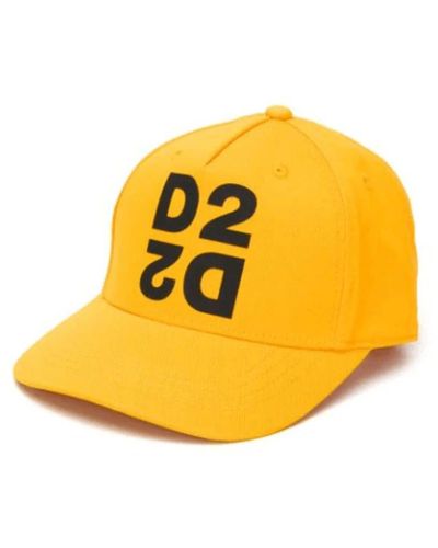 DSquared² Einfarbige kappe mit logo-druck - Gelb
