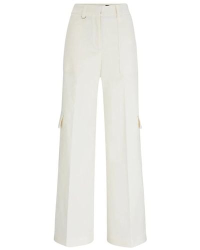 BOSS Pantaloni bianchi in cotone straight fit - Bianco