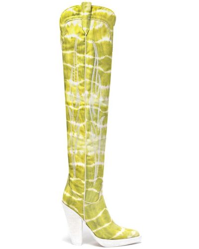 Sonora Boots Moderne lime tie dye overknee stiefel - Gelb