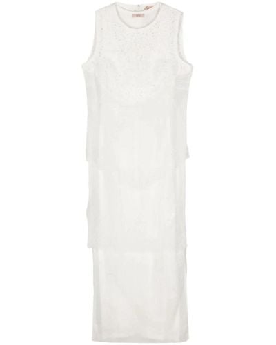 N°21 Geschichtete blumen-spitzenkleid mit seitenschlitzen - Weiß
