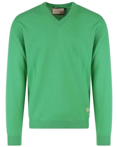 Gucci V-Neck Knitwear - Green