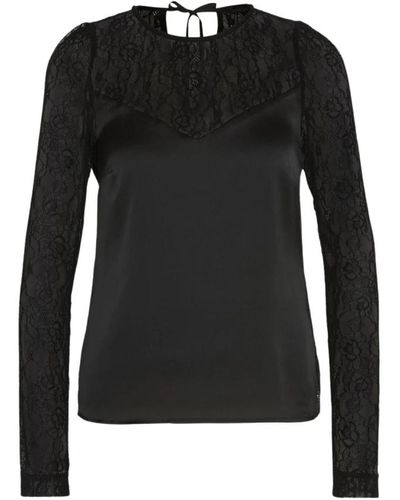 Guess Top de satén y encaje - Negro