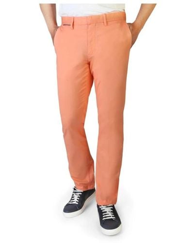 Tommy Hilfiger Pantaloni in cotone con chiusura a bottoni e zip - Arancione