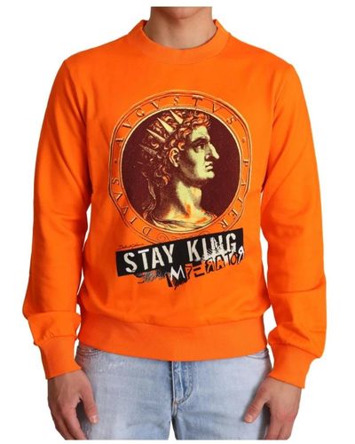 Dolce & Gabbana King Ceasar Cotton Pullover Sweater - Orange