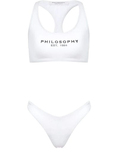 Philosophy Di Lorenzo Serafini Weißer sea kleidung bikini mit bedrucktem oberteil