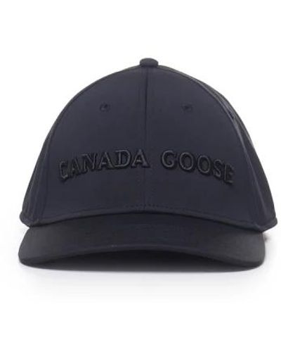Canada Goose Schwarze polyesterhüte mit bestickter schrift - Blau