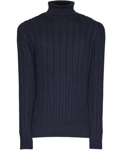 SELECTED Maglione selected slhbrai ls knit cable roll neck w - Blu