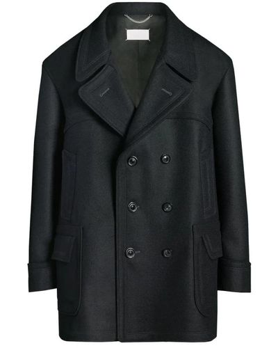 Maison Margiela Double-Breasted Coats - Black