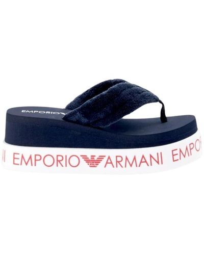 Emporio Armani Ciabatte zeppa doppio strato con lettering 360° - Blu