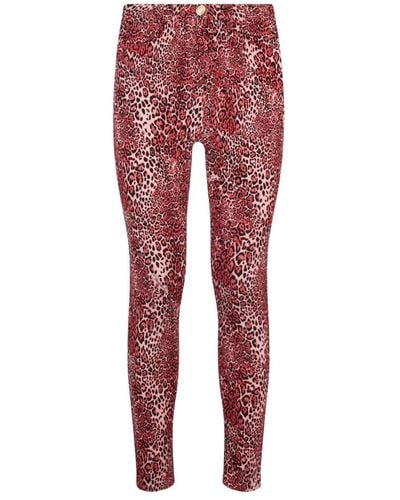 Elisabetta Franchi Pantalón estampado de leopardo colorido - Rojo