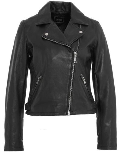 Guess Leather Jackets - Black