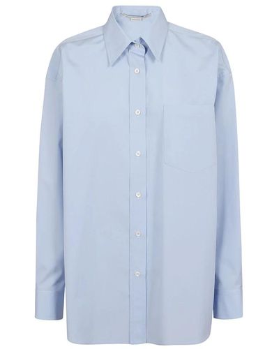 Stella McCartney Camisa oversize de chifón espalda - Azul