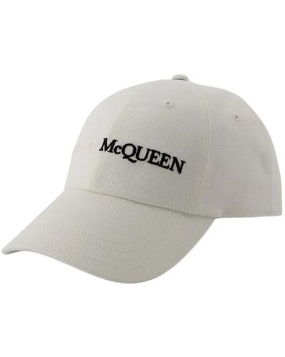 Alexander McQueen Weiße baumwoll-logo-kappe - Grau