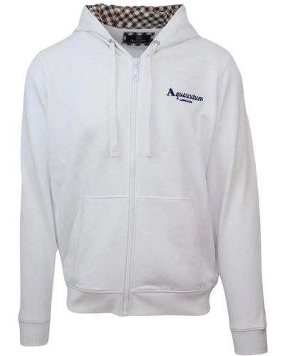 Aquascutum Baumwoll-zip-sweatshirt mit logo-detail - Grau