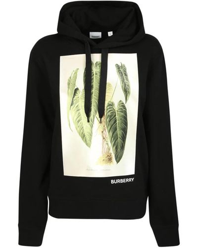 Burberry Schwarzer hoodie mit grafikdruck für frauen