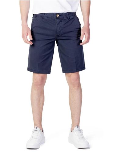 Blauer Einfarbige Bermuda-Shorts für Herren - Blau