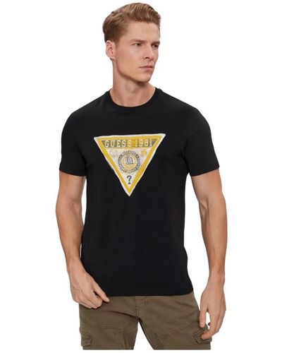 Guess Fantasie dreieck logo t-shirt - Schwarz