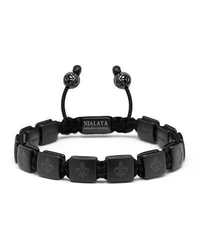 Nialaya `s ceramic flatbead bracelet in matte black - Schwarz