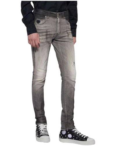 John Richmond Schlanke Tie Dye Jeans mit Gürtel - Grau