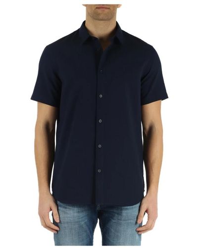 Armani Exchange Camicia regular fit in cotone seersucker - Nero
